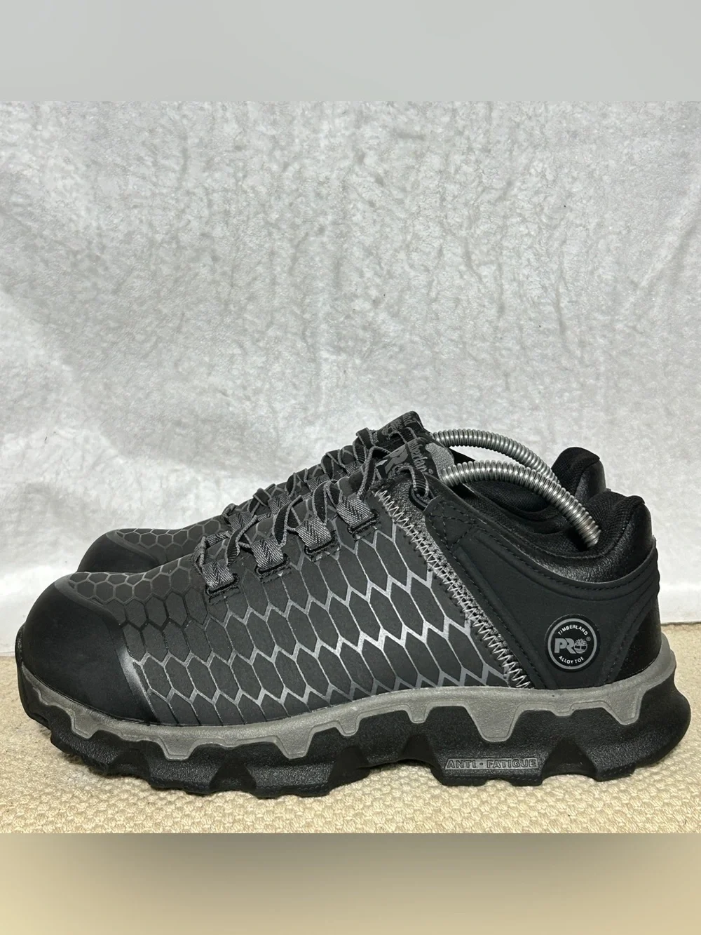 Timberland Pro Women’s Black Powertrain Sport Alloy Toe Work Sneaker Shoes SZ 8W